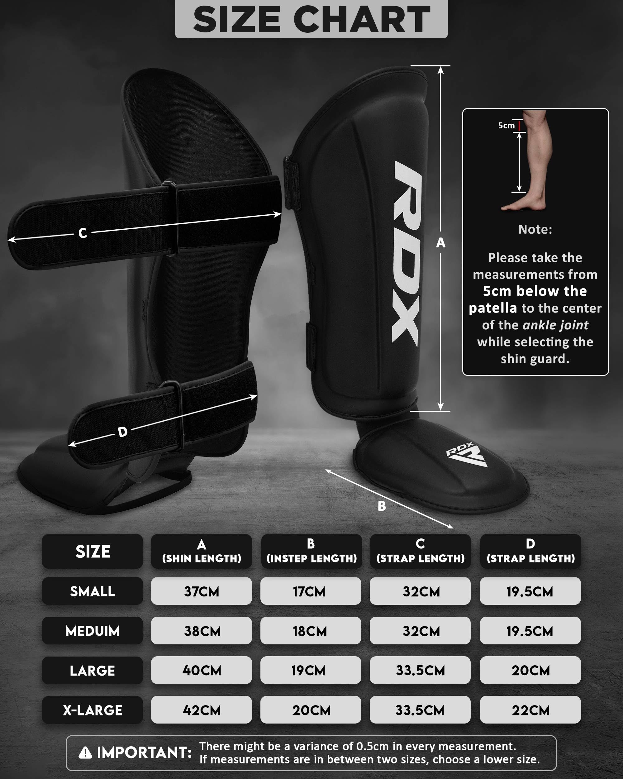 RDX MMA Shin Guards | Maya Hide Leather Muay Thai Leg Pads - Black, XL