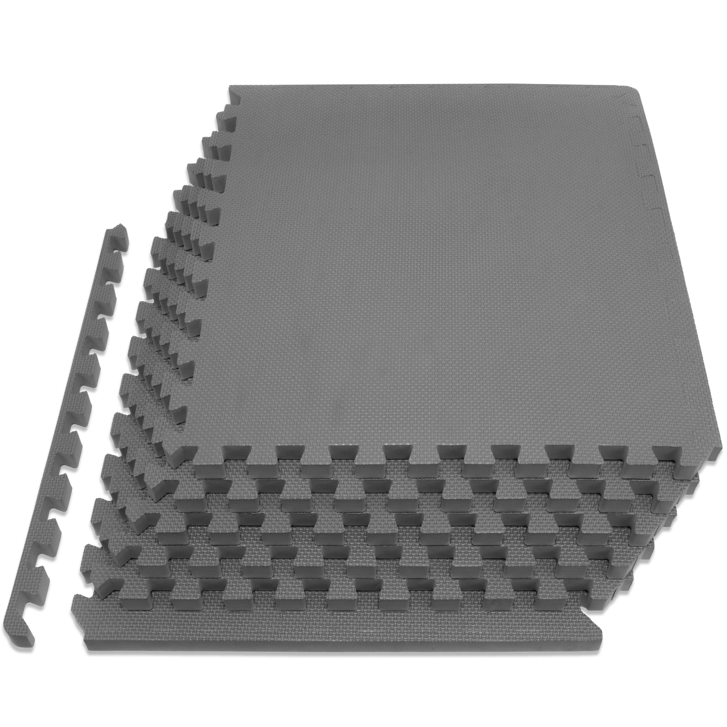 ProsourceFit Extra Thick Puzzle Exercise Mat | 3/4 Inch EVA Foam Tiles, Grey