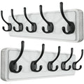 SKOLOO Farmhouse Wall Mounted Coat Rack | 5-Hook Pine Wood Hanger, 2-Pack
