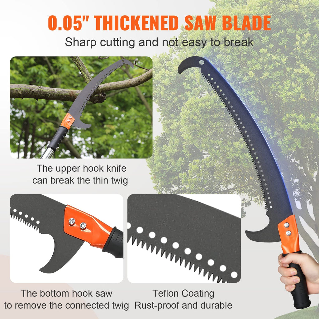 VEVOR 27 ft Extendable Pole Saw | Carbon Steel Blade Tree Pruner