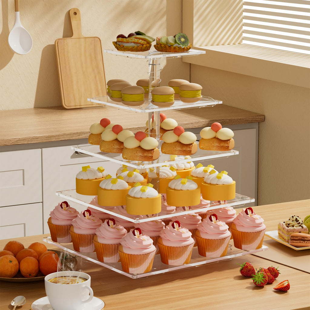 Jolof Store 5 Tier Acrylic Cupcake Stand with LED Lights | Dessert Tower