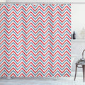 ABAKUHAUS Retro Zig Zag Shower Curtain | Pastel Geometric Fabric – 78"
