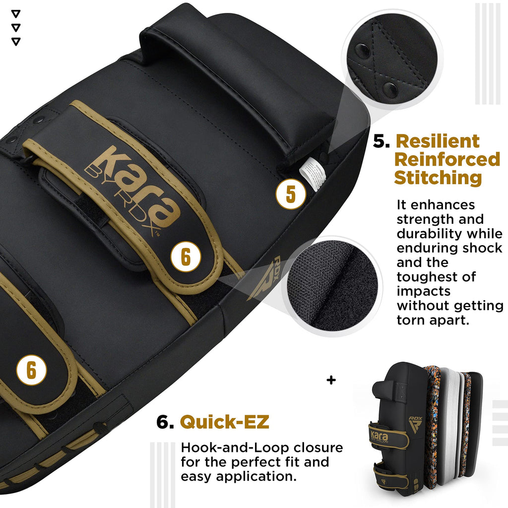 RDX Kara Curved Thai Pads – Maya Hide Leather Kickboxing Strike Shield