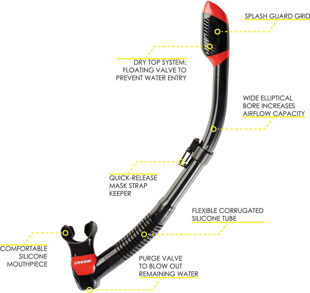 Cressi F-Dual Mask & Supernova Dry Snorkel Combo – Black/Red