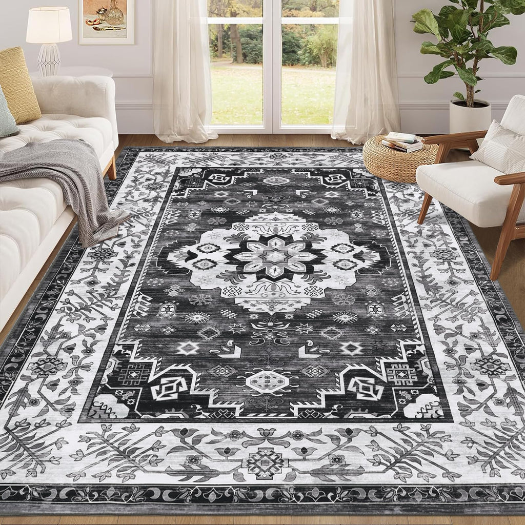 Enyhom Vintage Moroccan Area Rug | 160x230cm Washable Non-Slip Carpet