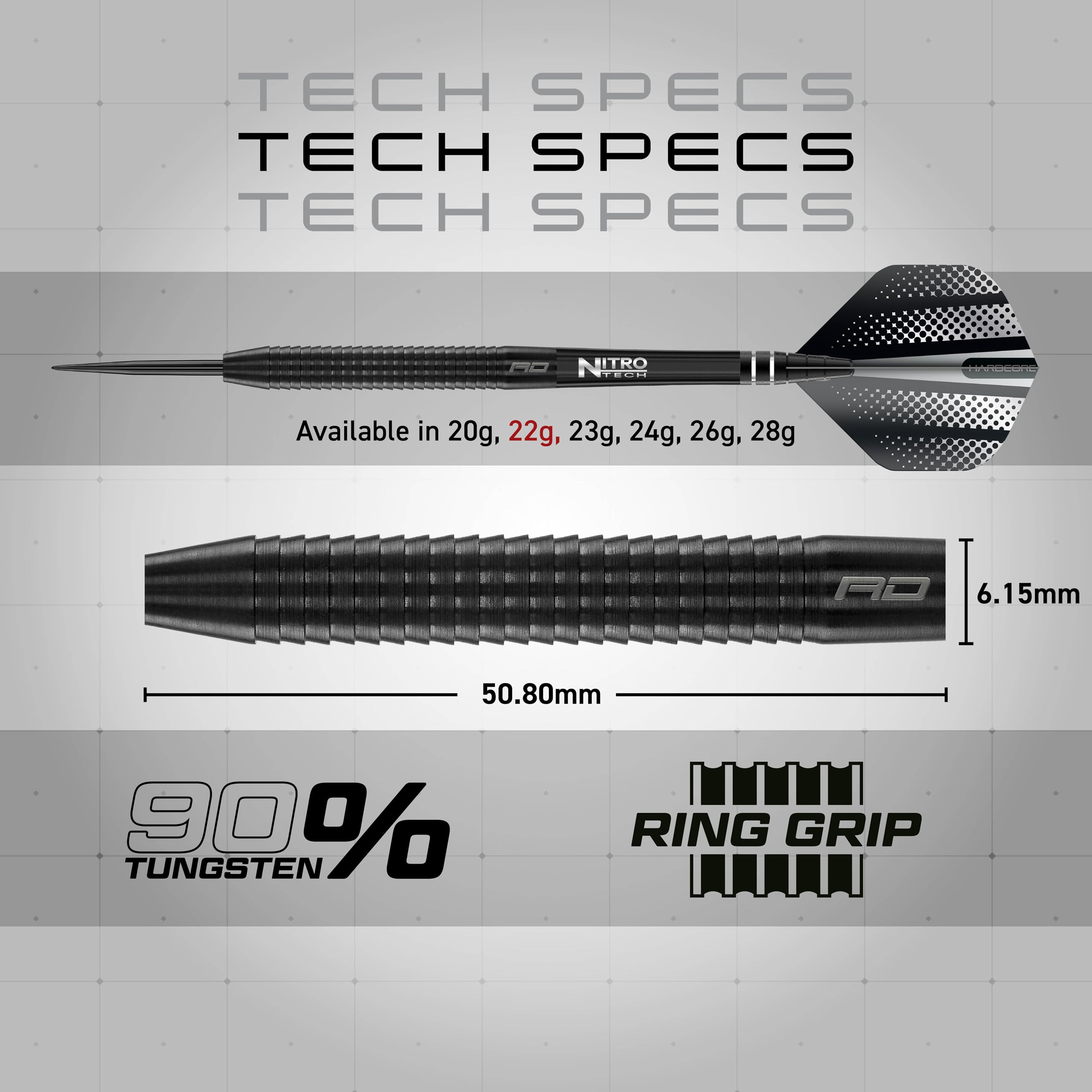 Red Dragon Razor Edge Black 22g Steel Tip Darts – 85% Tungsten Set