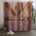 Rustic Wooden Barn Door Shower Curtain – Waterproof Polyester