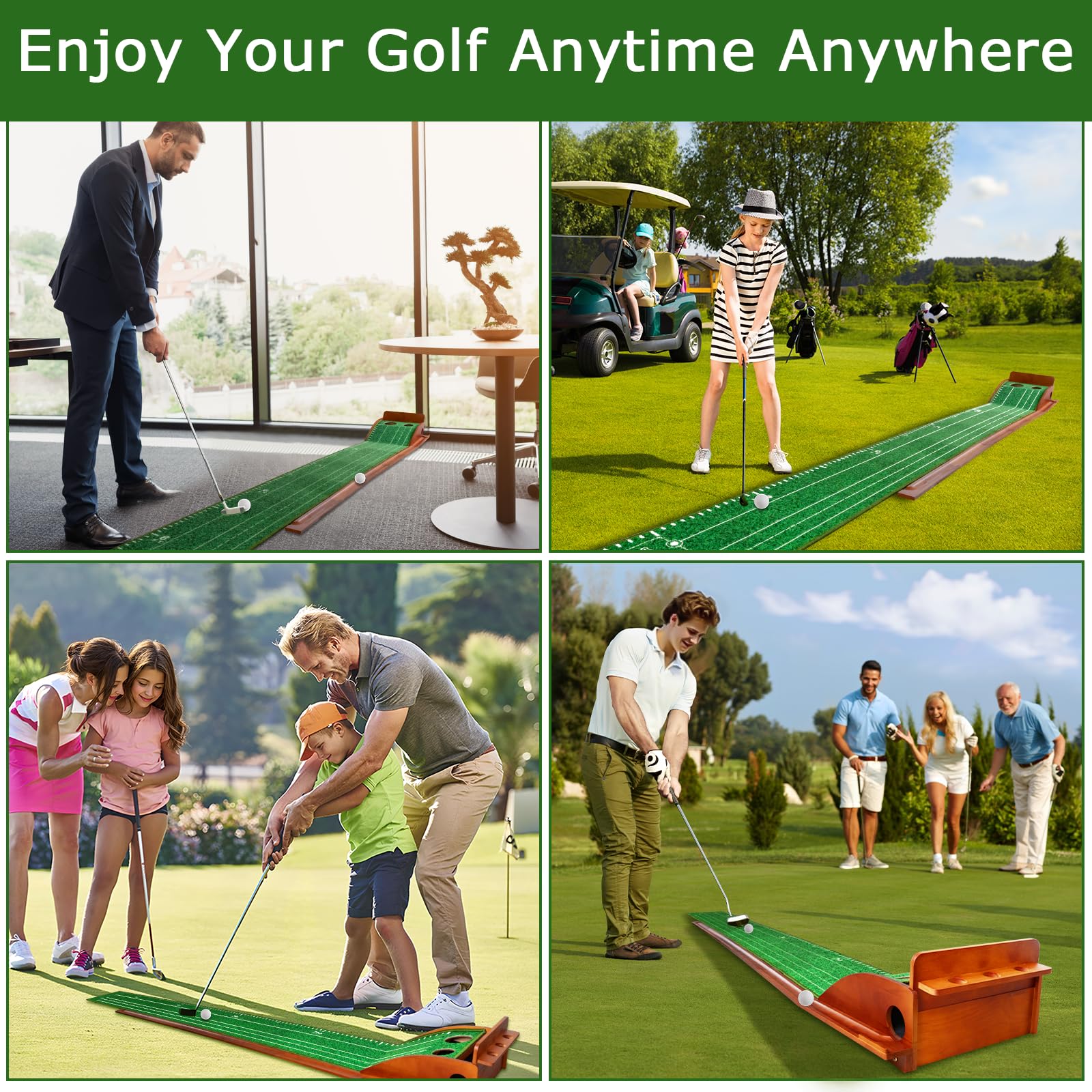 Golf Putting Mat with Auto Ball Return - Indoor Practice Green