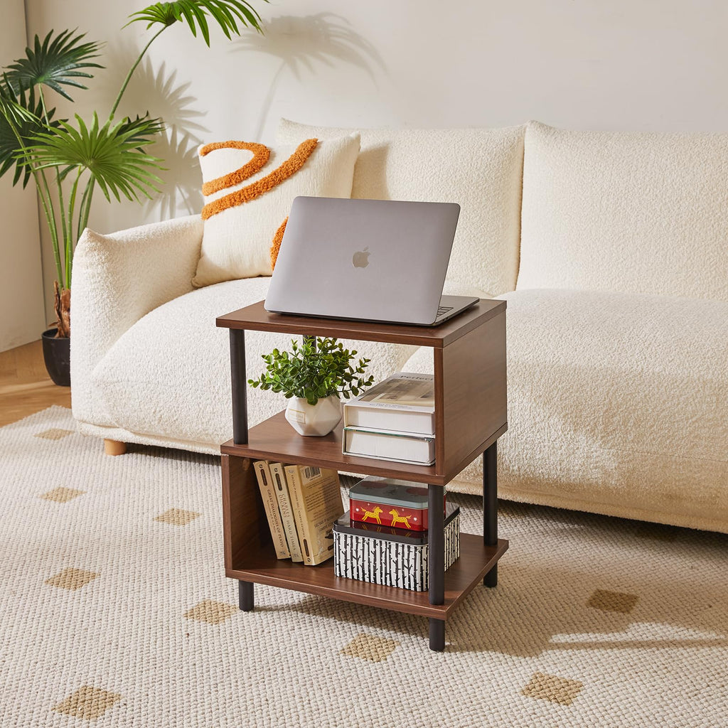 Aibiju 3-Tier Side End Table | Modern S-Shaped Wooden Bedside Table