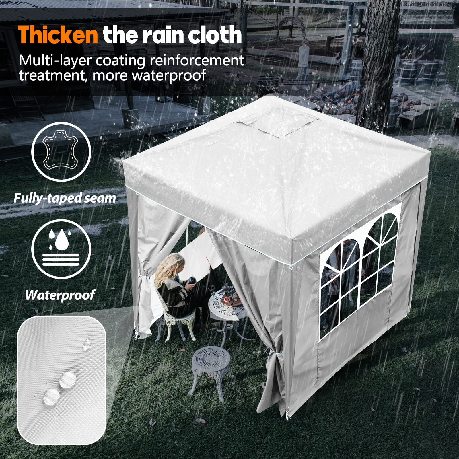 SANHENG 2x2m Pop Up Gazebo | Waterproof Heavy-Duty Garden Canopy - White