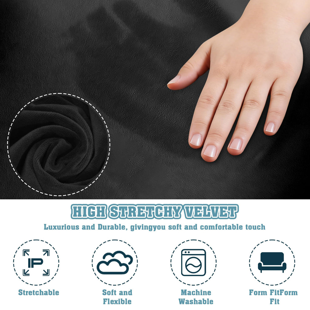 Office Chair Covers, Desk Chair Cover Universal Stretch Velvet Slipcover, Washable Plush Computer Chair Protector with Arm Covers - image 5
