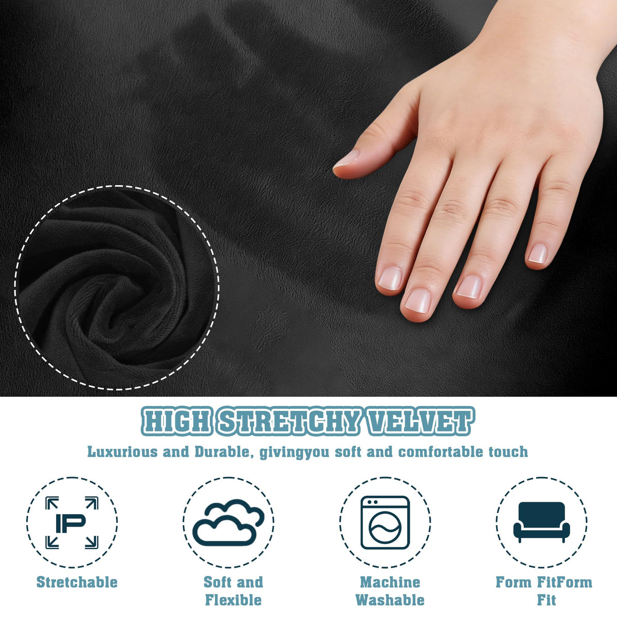 Office Chair Covers, Desk Chair Cover Universal Stretch Velvet Slipcover, Washable Plush Computer Chair Protector with Arm Covers - image 5