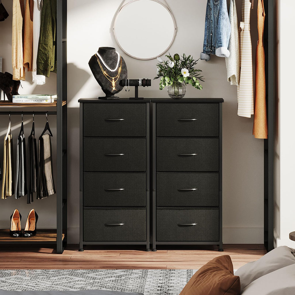 4-Drawer Tall Dresser – Black Chest with Curved Edges