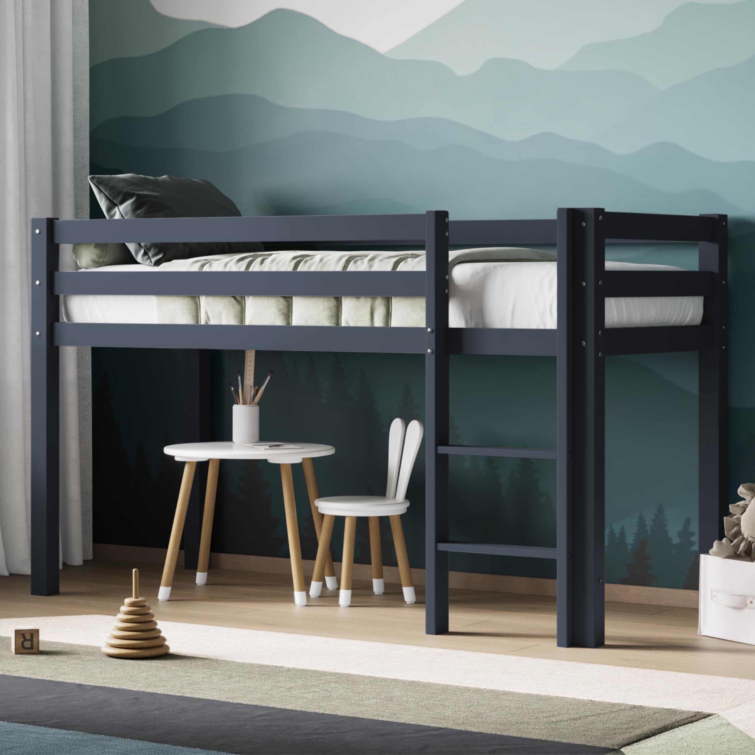Flair Furnishings Kids Mid Sleeper Cabin Bed with Storage – Grey Pine