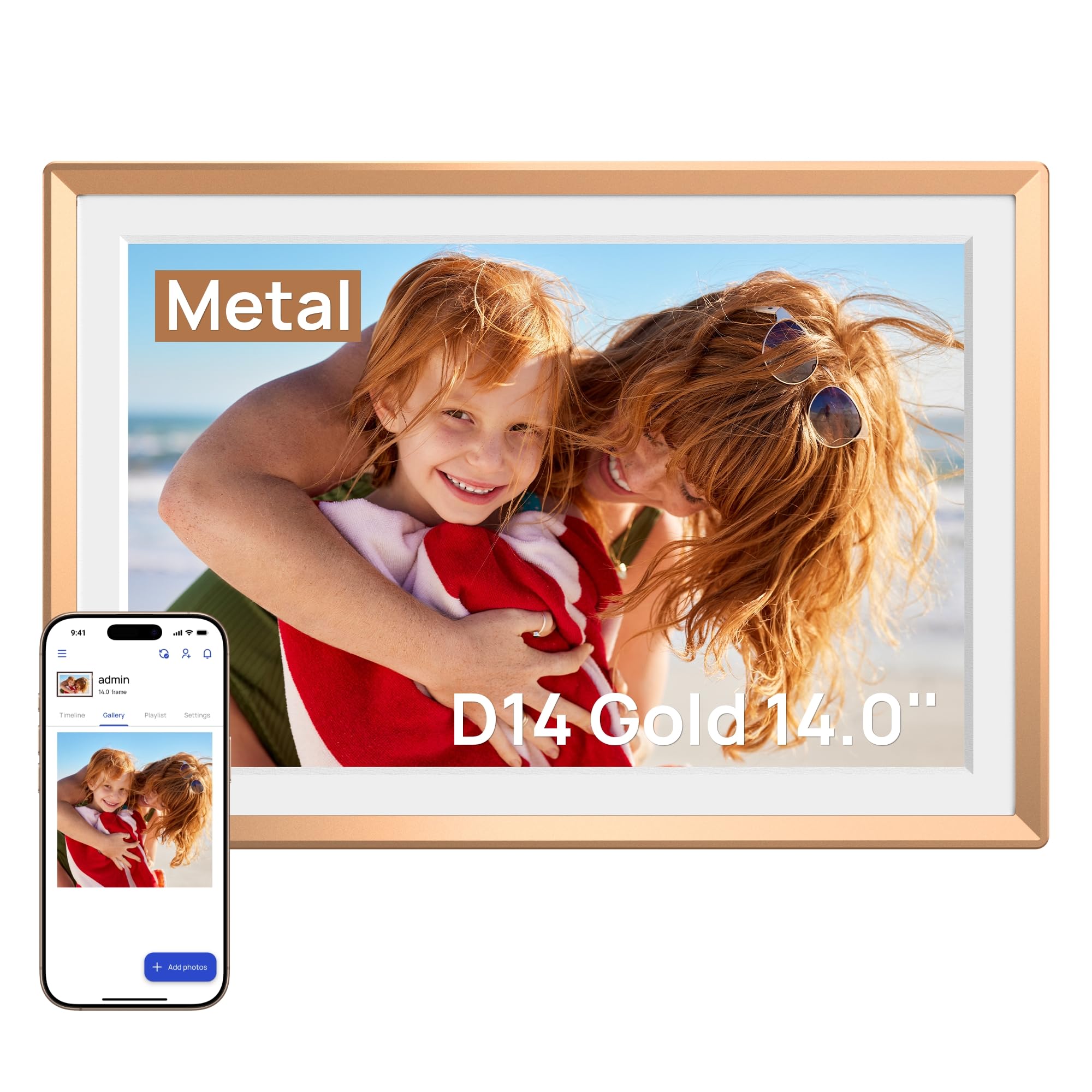 ARZOPA 14 Inch WiFi Digital Photo Frame | 1920x1200 FHD Metal Touchscreen