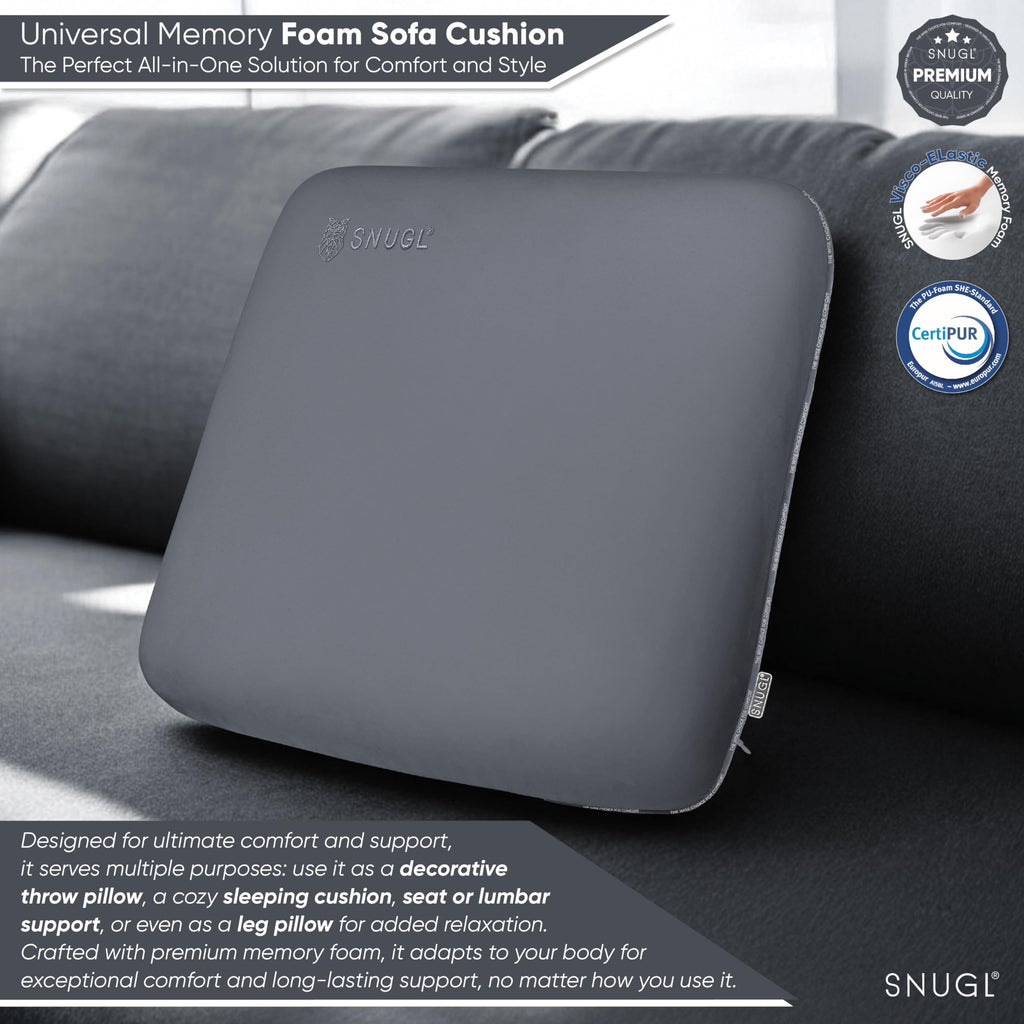 SNUGL Memory Foam Sofa Cushion - Hypoallergenic Velvet Support Pillow
