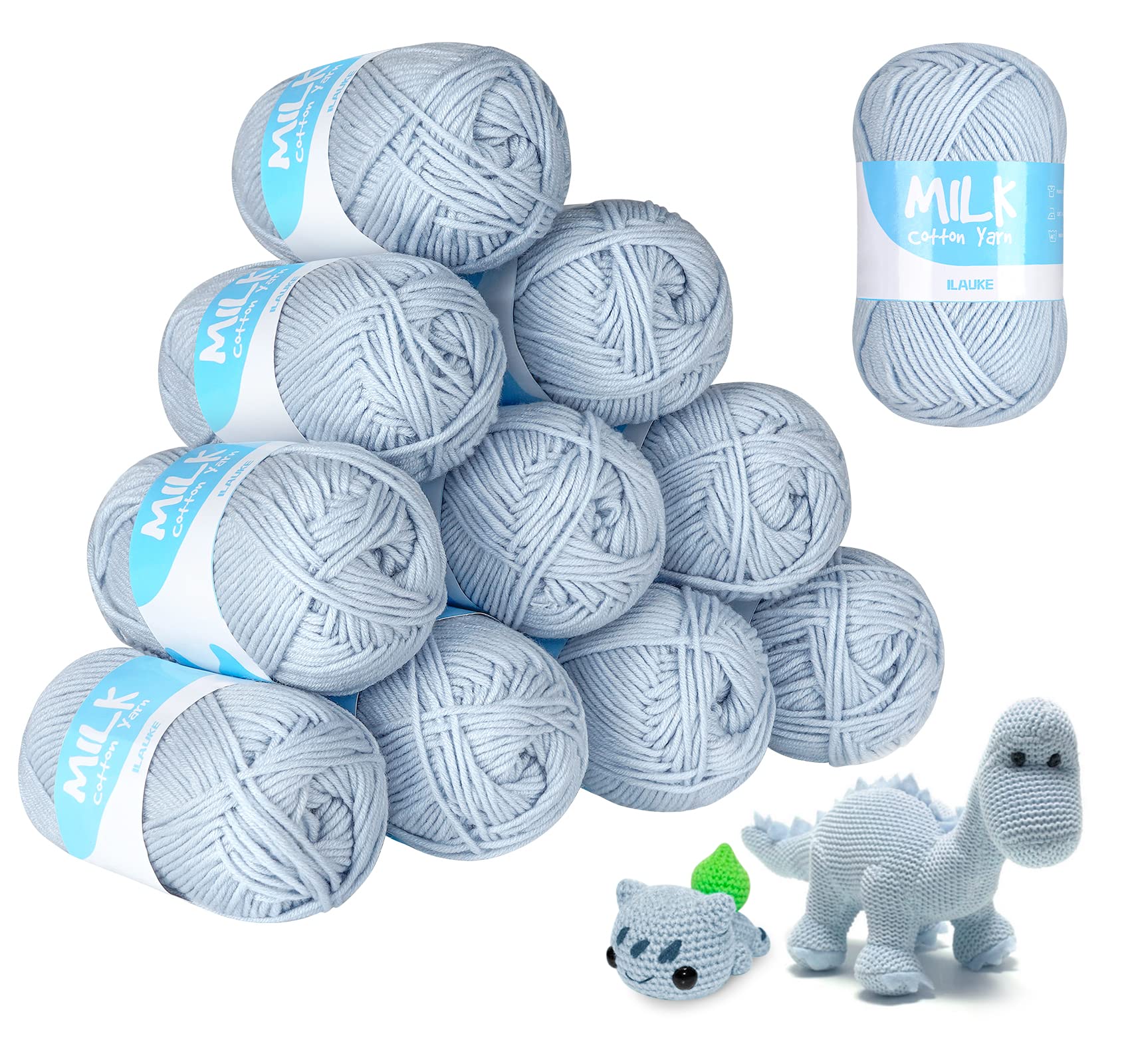 ilauke 12 Pack Double Knitting Yarn | 600g Soft Acrylic Wool – Gray-Blue