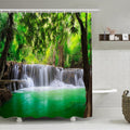 Simpomsy Forest Waterfall Shower Curtain | Waterproof 3D Nature Scenery