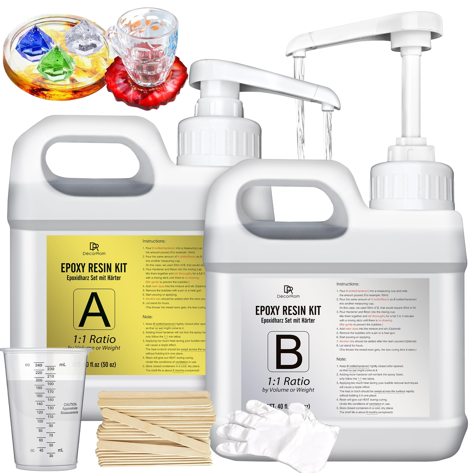 Crystal Clear Epoxy Resin Kit – 2.4L Self-Leveling Art Resin