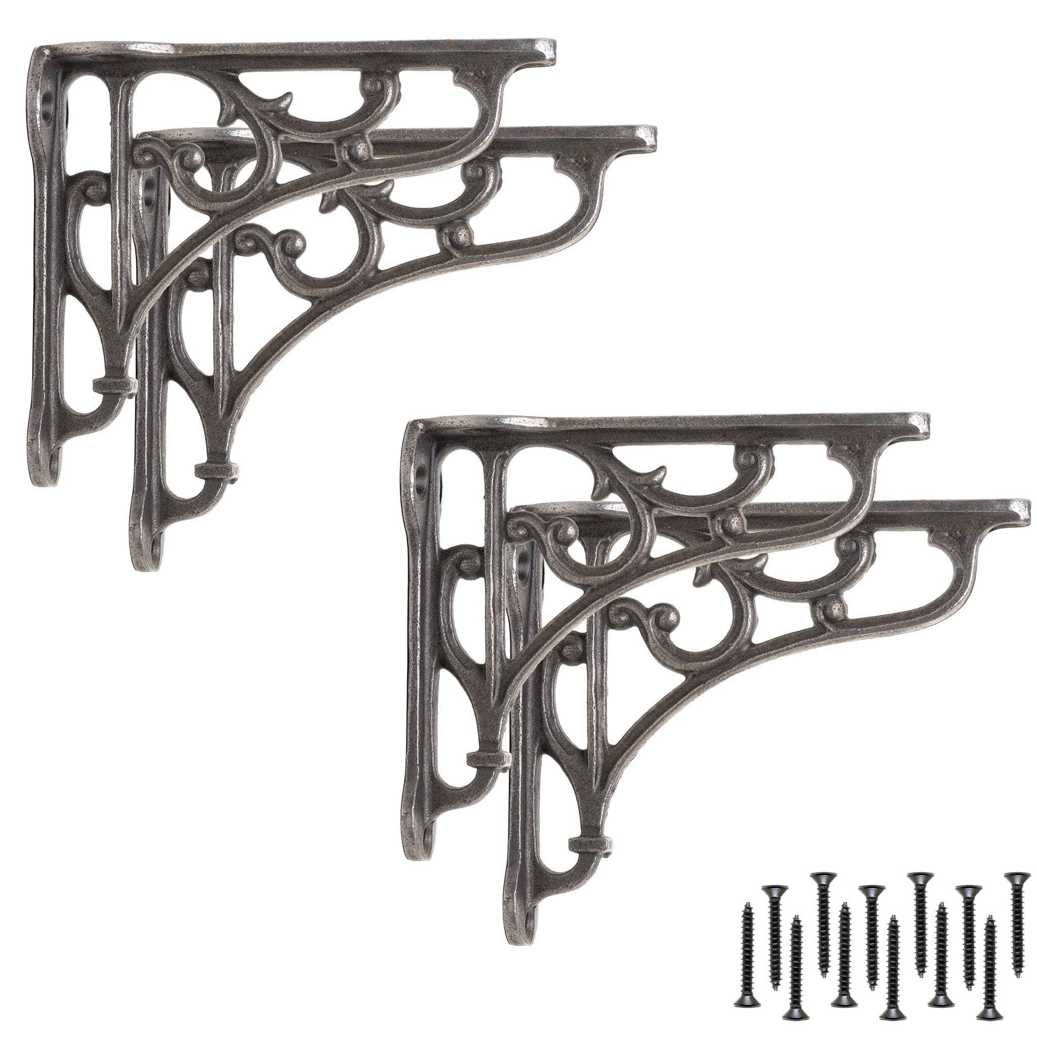 Ornate Cast Iron Shelf Brackets – Heavy Duty 3x4 (Pack of 4)
