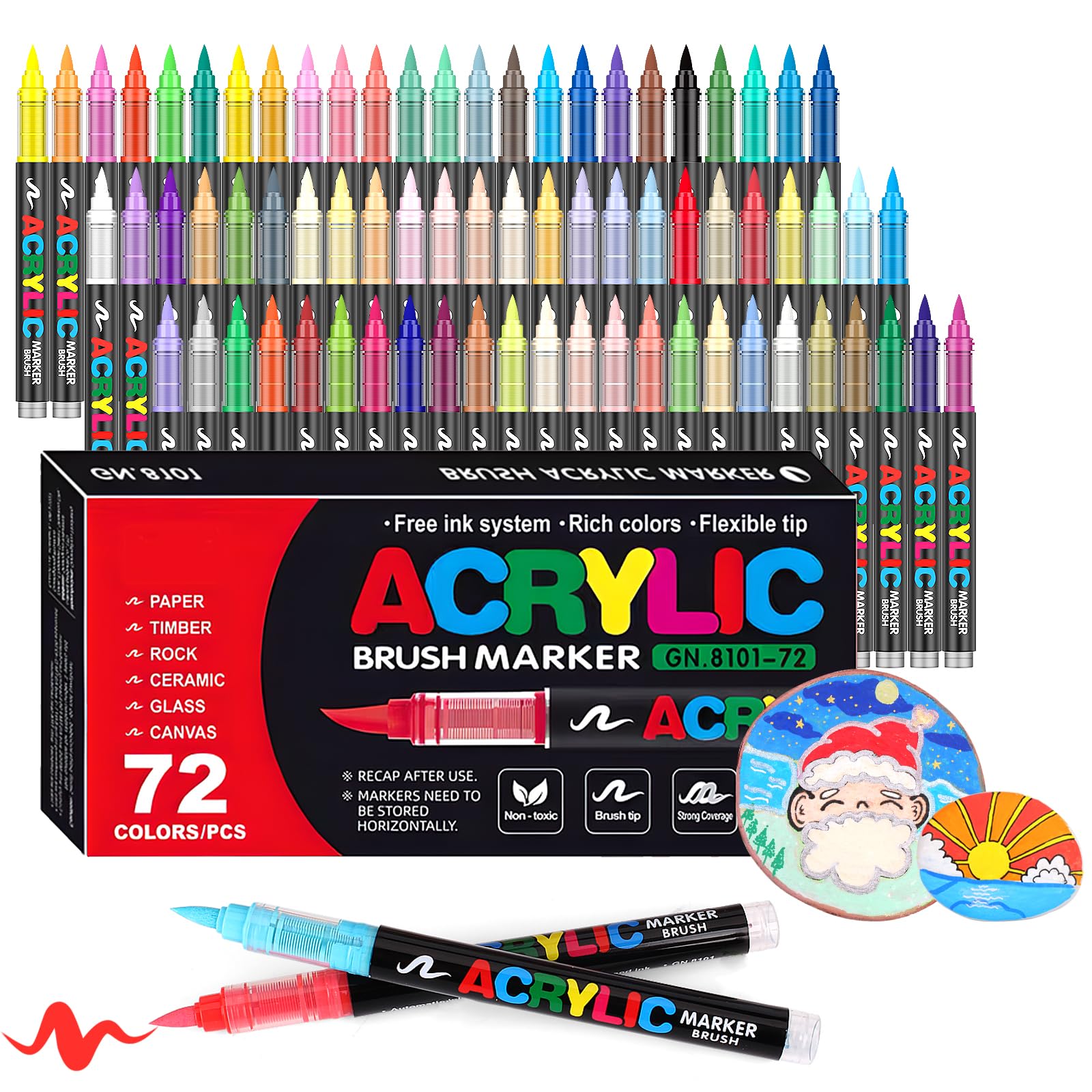 Laconile 72 Colors Acrylic Paint Brush Markers for Rock Painting & DIY