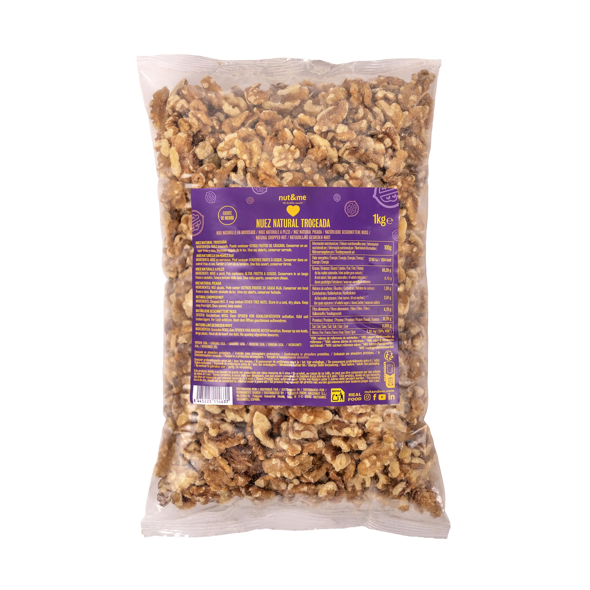 nut&me Raw Walnuts 1kg – 100% Natural Large Pieces | Keto & Vegan