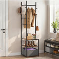 YITAHOME Coat Stand, Clothes Rack Hall Tree with Shelves & Hooks, Brown - image 1