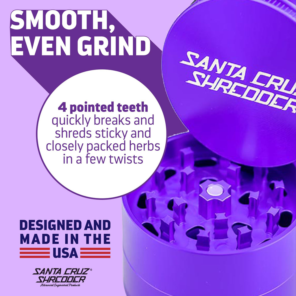 Santa Cruz Shredder 3-Piece Herb Grinder | Medium 2.125" Aluminum - Purple