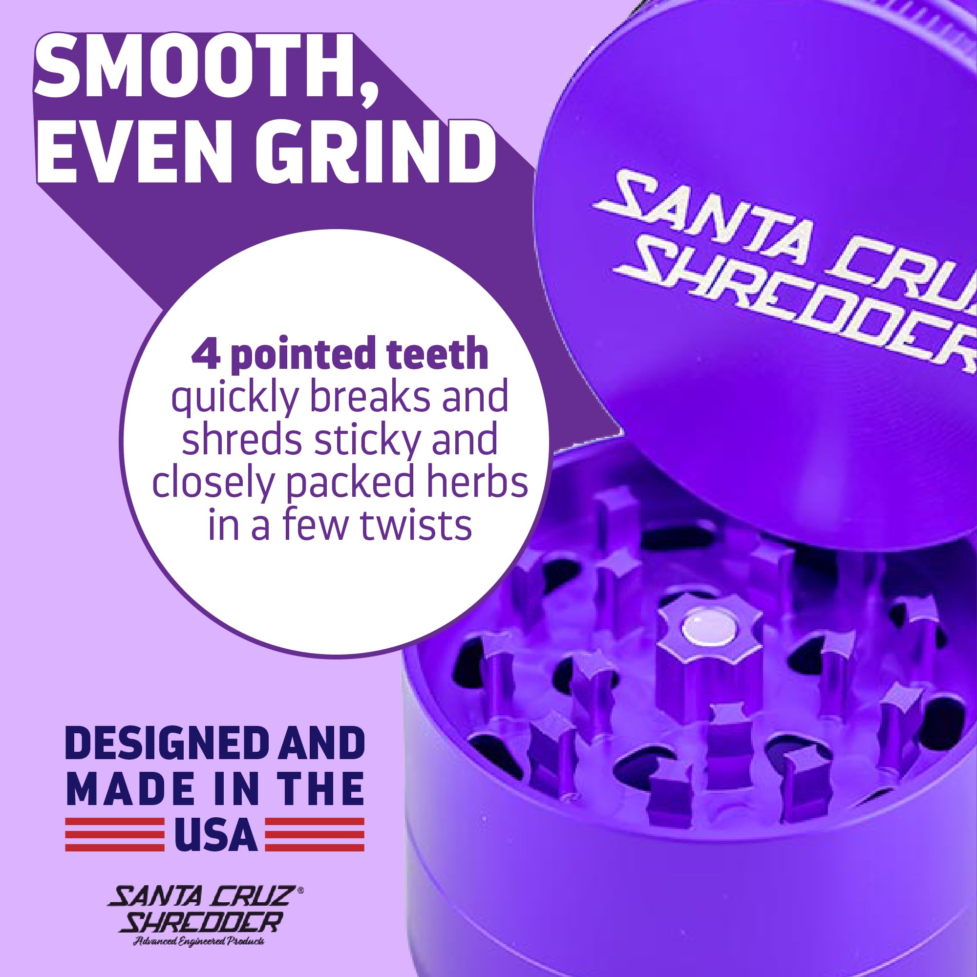 Santa Cruz Shredder 3-Piece Herb Grinder | Medium 2.125" Aluminum - Purple
