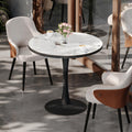 Round Sintered Stone Dining Table – 76cm Jade White Marble Top
