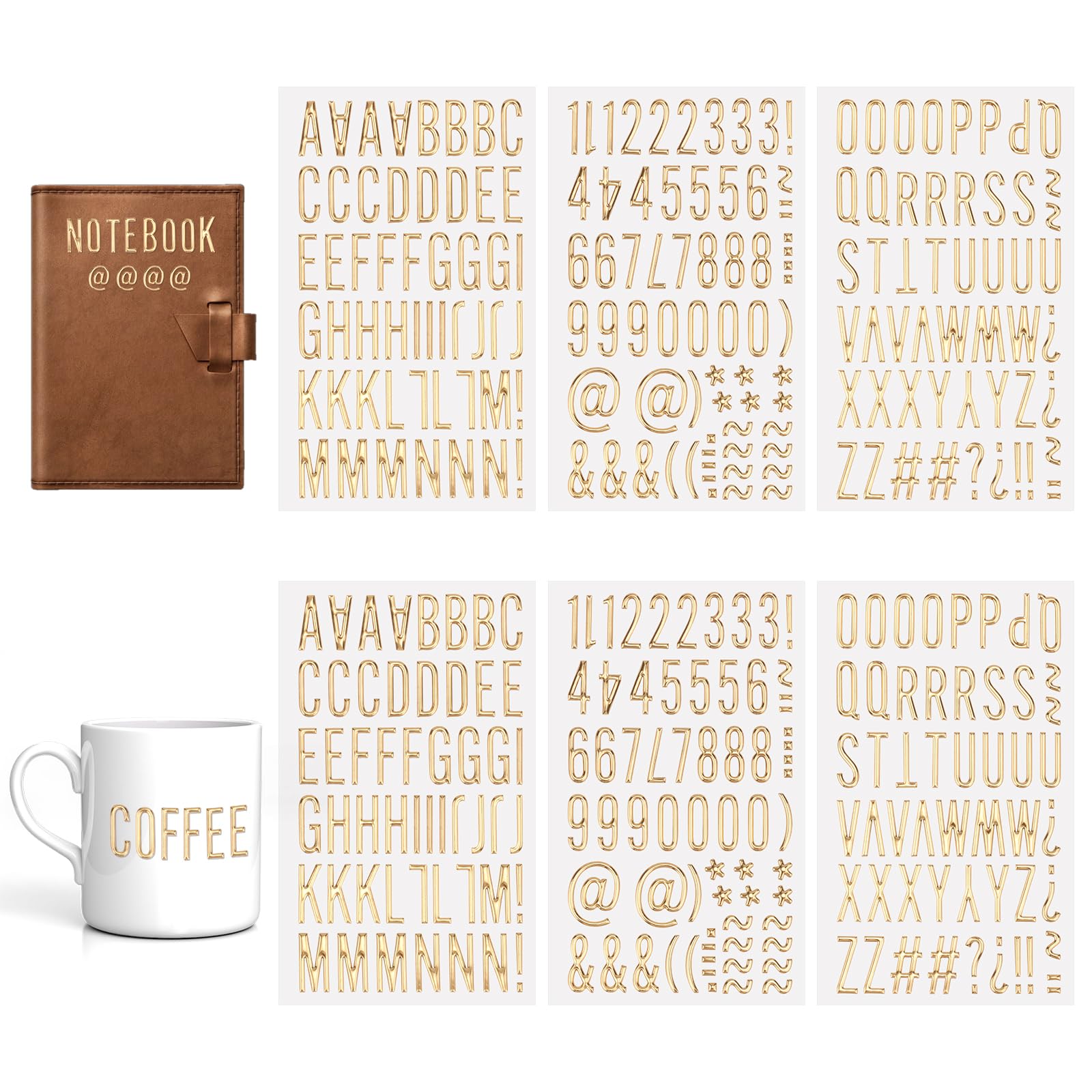 Gold Puffy Alphabet Stickers – 6 Sheets 1 Inch 3D Foam Letters