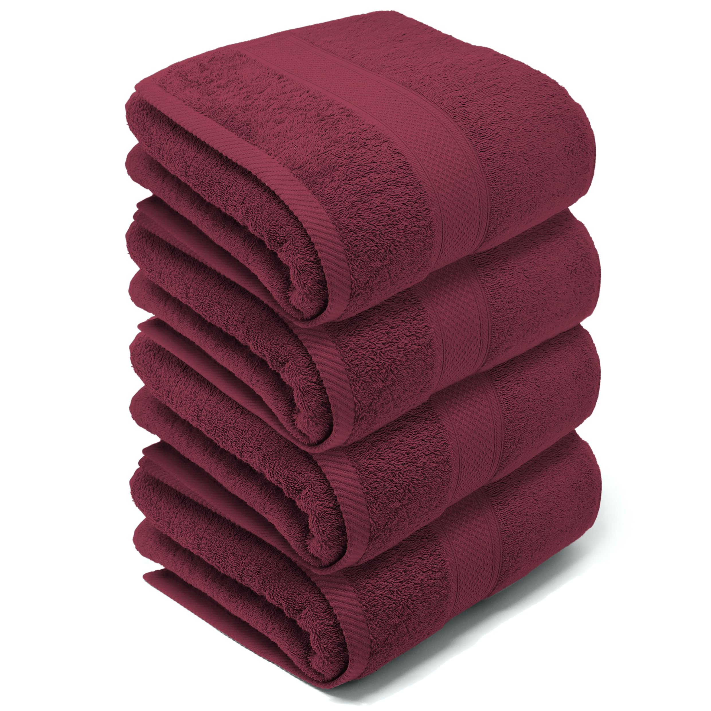 LEBENGOOD 100% Cotton Bath Towels Set | 550 GSM Soft Absorbent 4-Pack