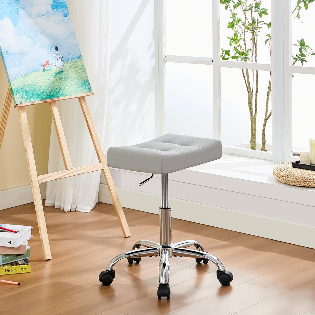 FIRAVOE Adjustable Drafting Stools 43.5–54.5 cm Saddle Shaped Seat 136 kg Capacity Office Stool with Wheels - image 1