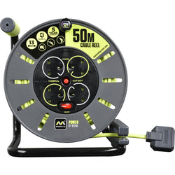 Masterplug Pro-XT 4-Socket Open Cable Reel | 50m High Visibility Cable