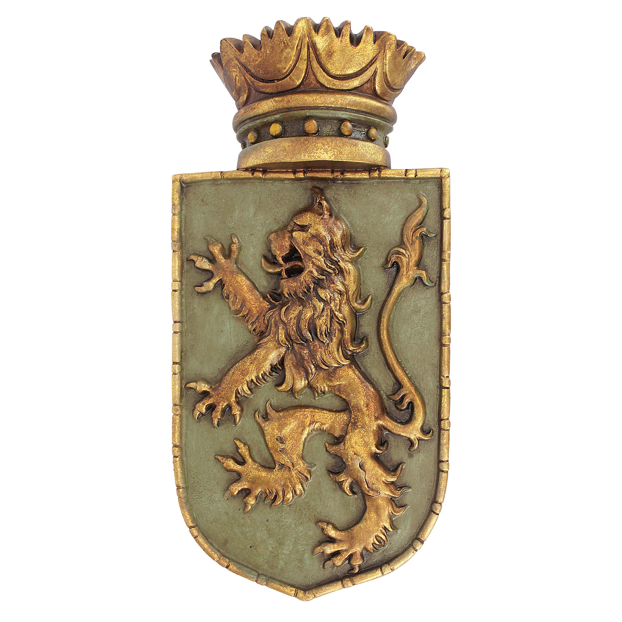 Design Toscano Medieval Rampant Lion Shield Wall Sculpture - 37cm