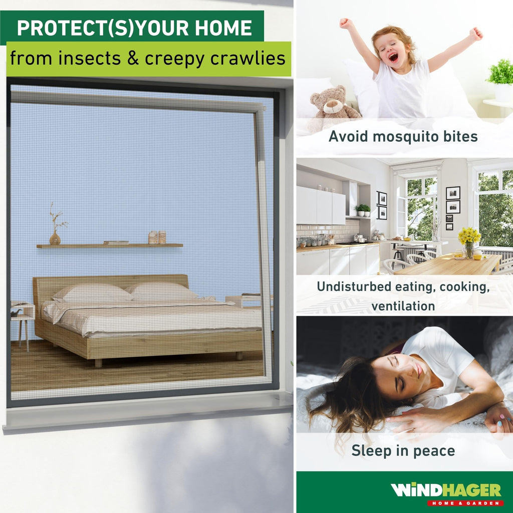 Windhager Insect Protection Window Fly Screen – No-Drill White Frame