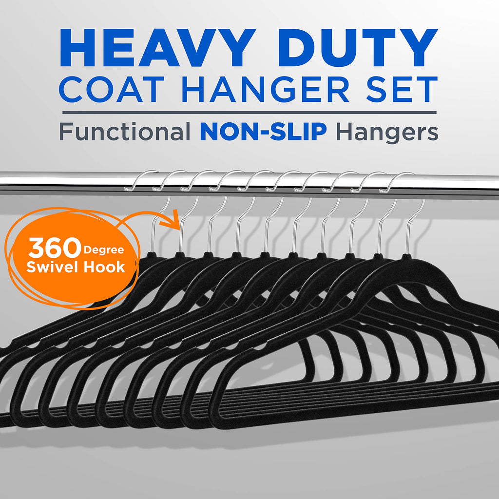 SereneLife Velvet Hangers – 100 Pack Non-Slip Space-Saving Coat Hangers