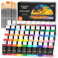 Shuttle Art Acrylic Paint Set - 50 Colors with 10 Brushes for Artists