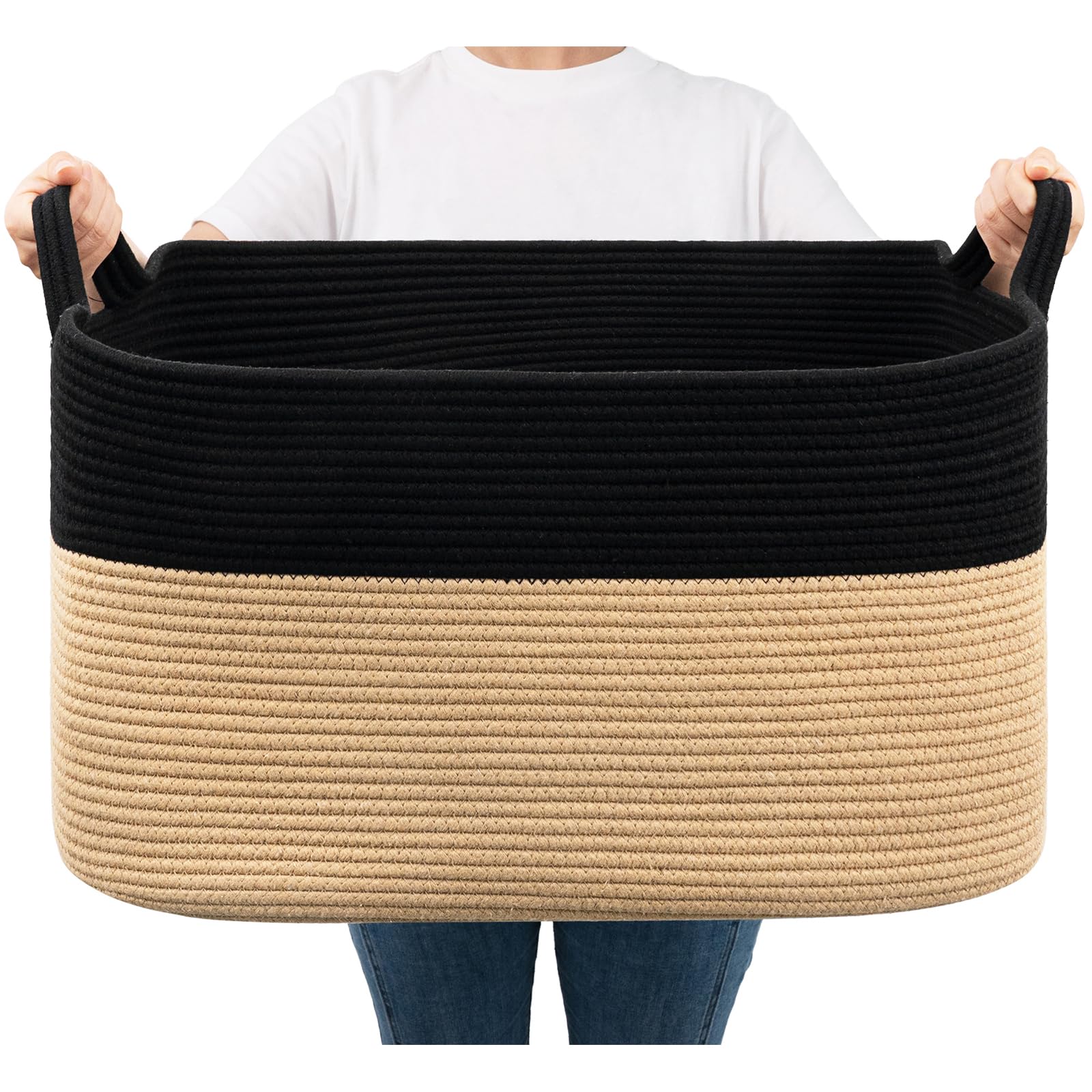Jolof Store Large Cotton Rope Storage Basket – 65L Woven Toy Bin