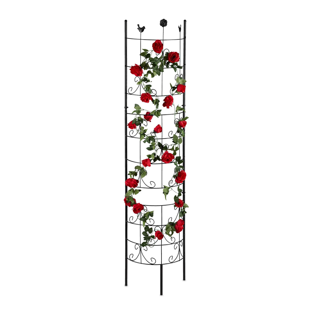 Relaxdays Metal Garden Trellis – 180cm Ornate Plant Support, Black