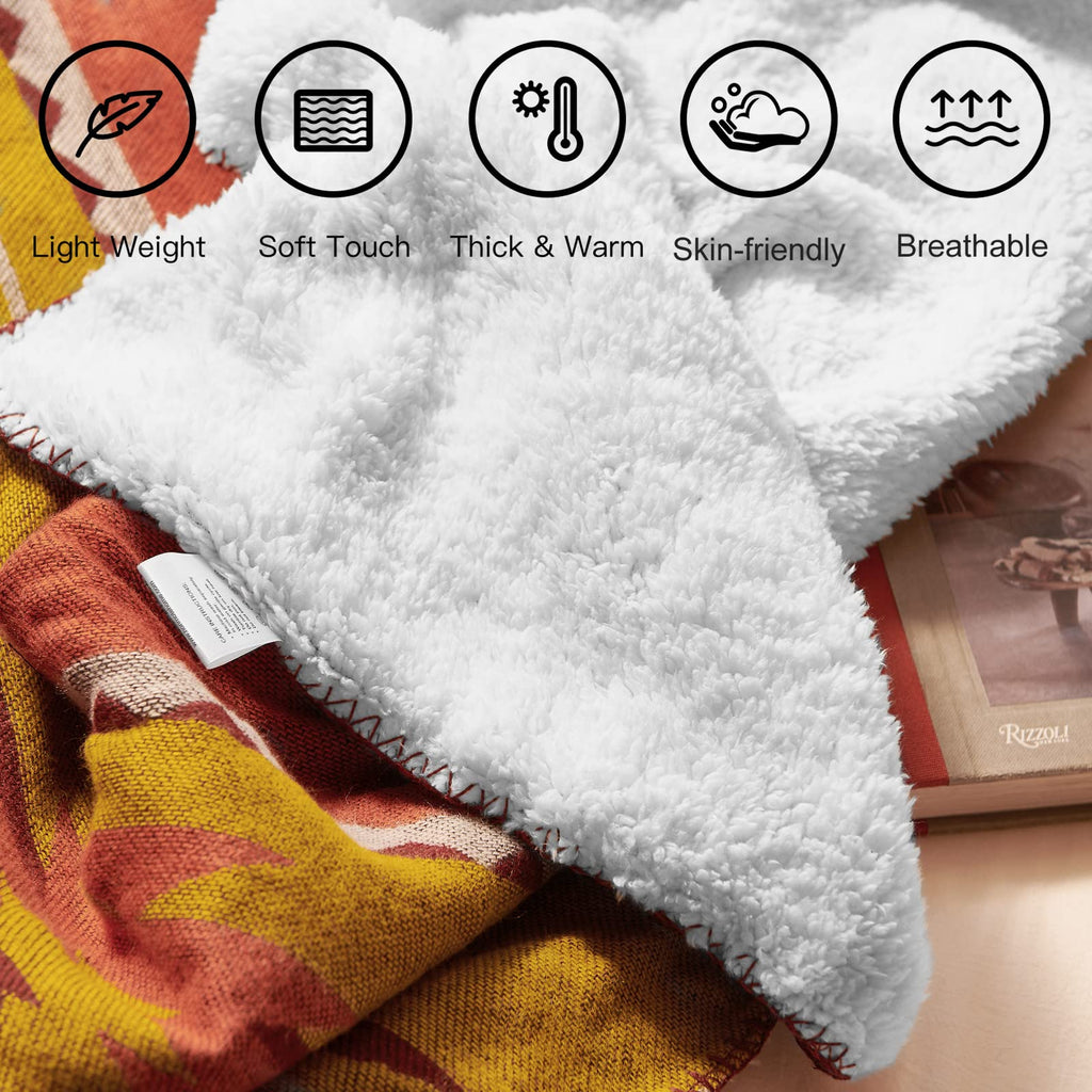 Jolof Store Aztec Sherpa Throw Blanket – Southwestern Navajo Tribal Style