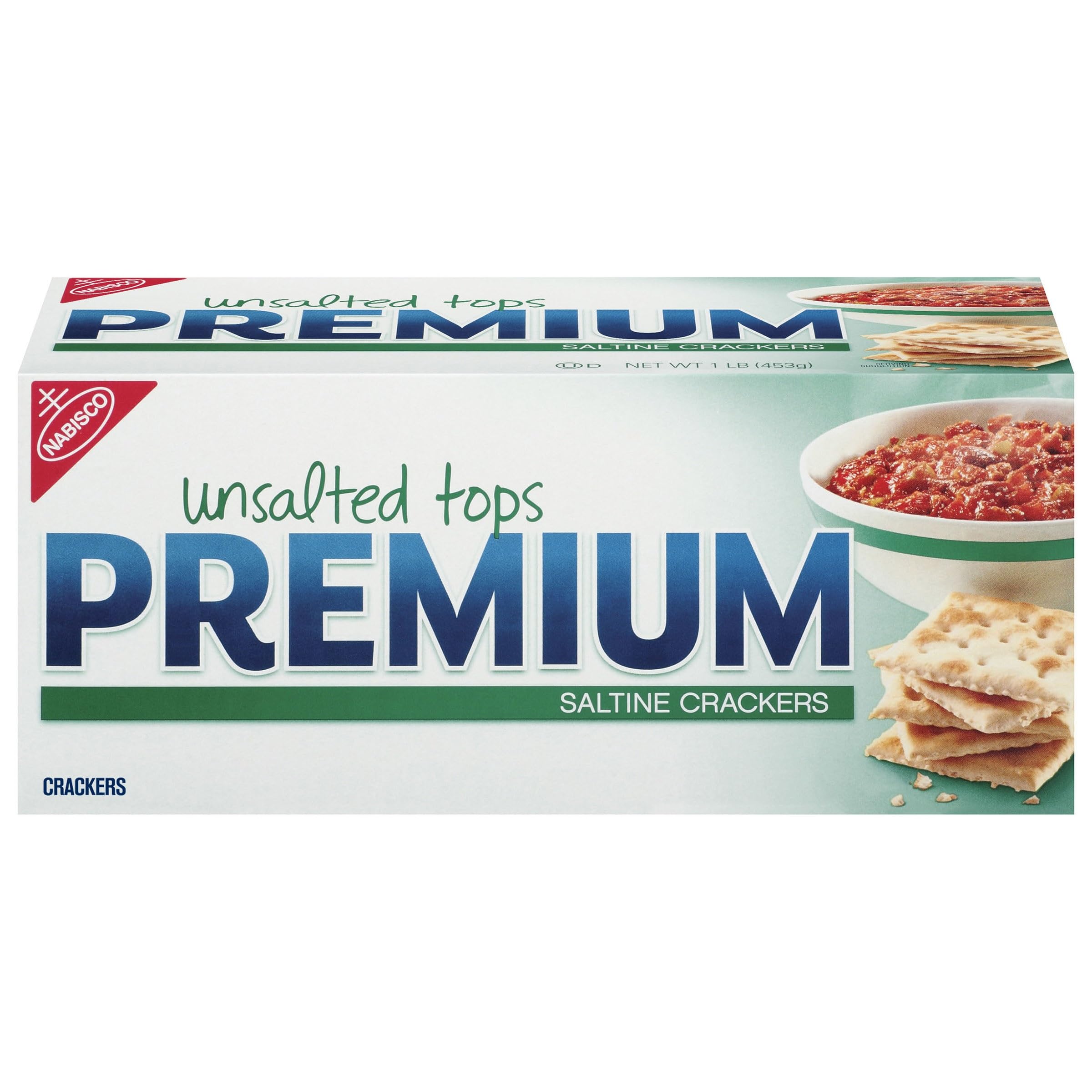 Nabisco Premium Saltine Crackers – Unsalted Tops, Light Snack, 16 oz