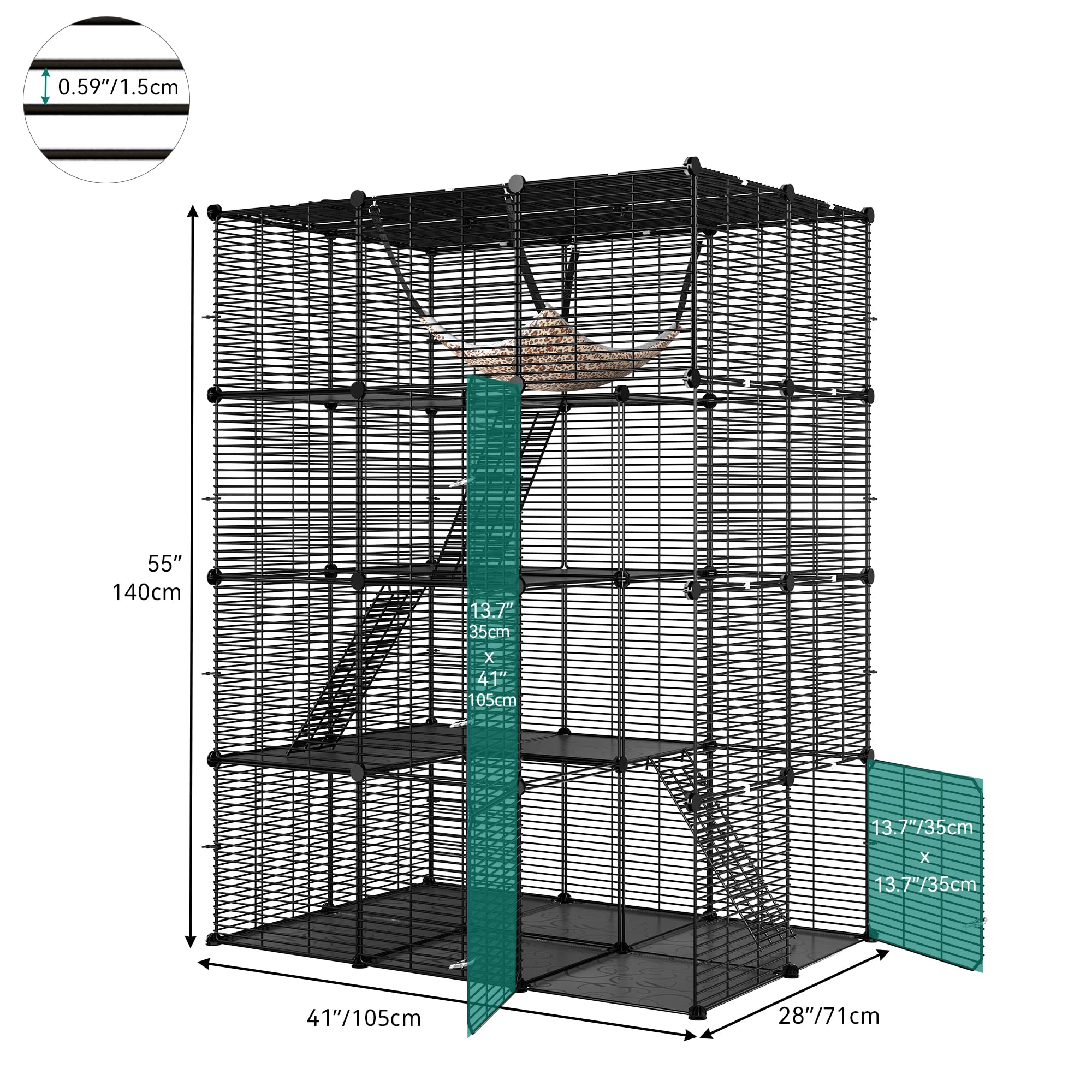 YITAHOME 4-Tier Large Cat Cage | Metal Wire Indoor Catio with Hammock
