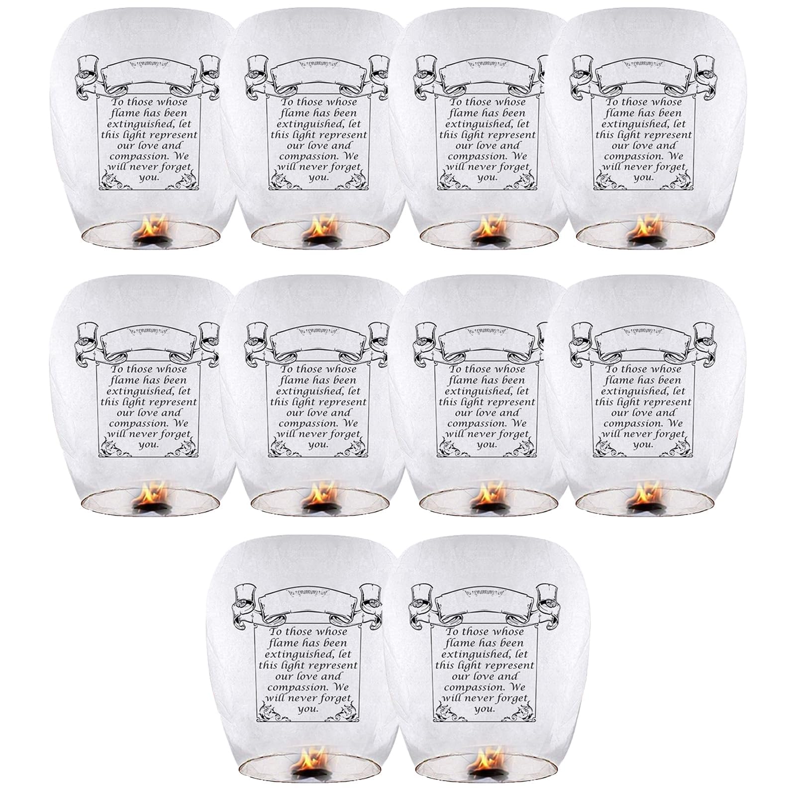 Jolof Store Sky Lanterns | 10-Pack White Heart Memorial Paper Lanterns