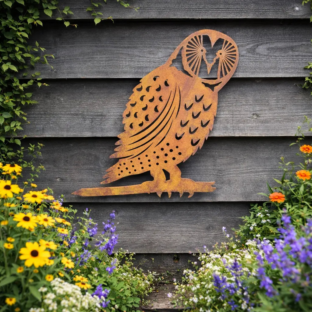 Rustic Metal Owl Garden Decoration | 2mm Steel Outdoor Art – RW Norfolk