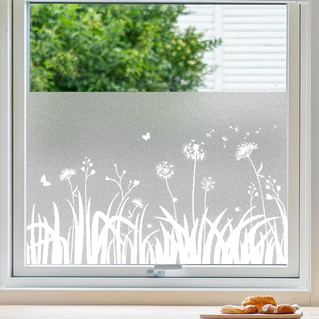 Linarun Dandelion Frosted Window Privacy Film - Static Cling 90x400cm