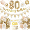 Jolof Store 80th Birthday Decorations for Women – Gold and White Balloon Kit