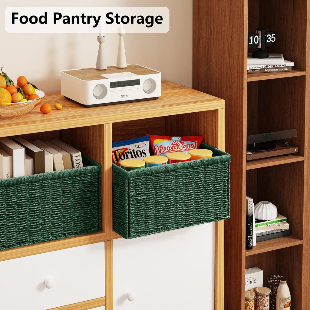 Vagusicc Wicker Storage Basket, Foldable Storage Cubes Organizer Bins, Handwoven Storage Baskets for Shelves Closet Office Bathroom - image 5