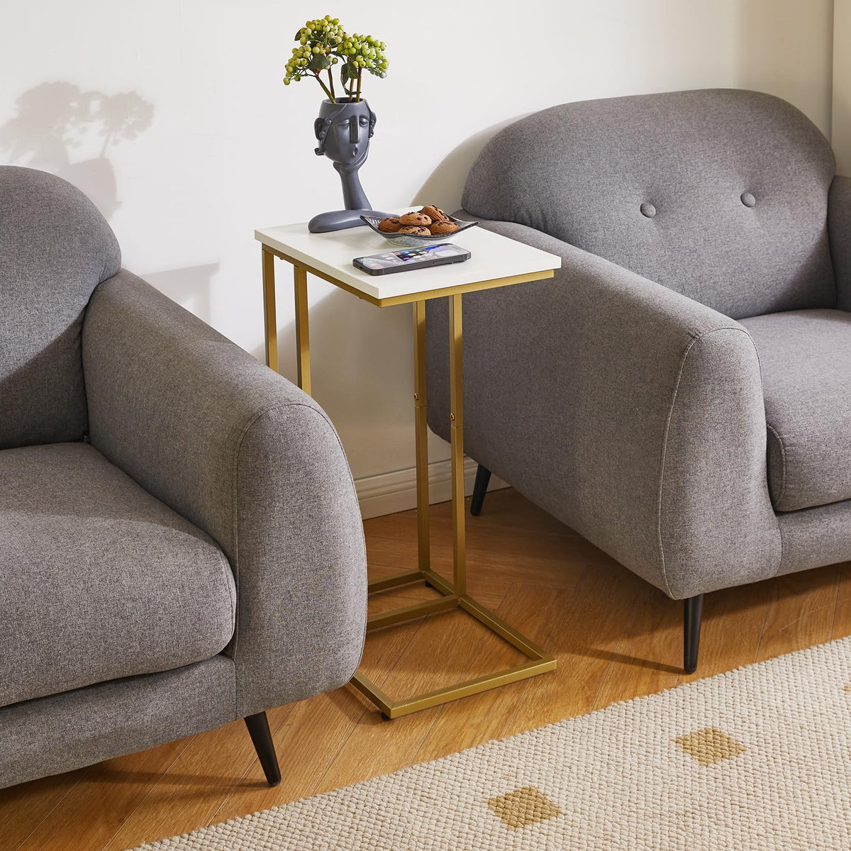 Aibiju Side Table C Shaped, Sofa End Table, Coffee Table for Small Space,Living Room, Bedroon, Balcony, Simple Structure, Modern - image 4