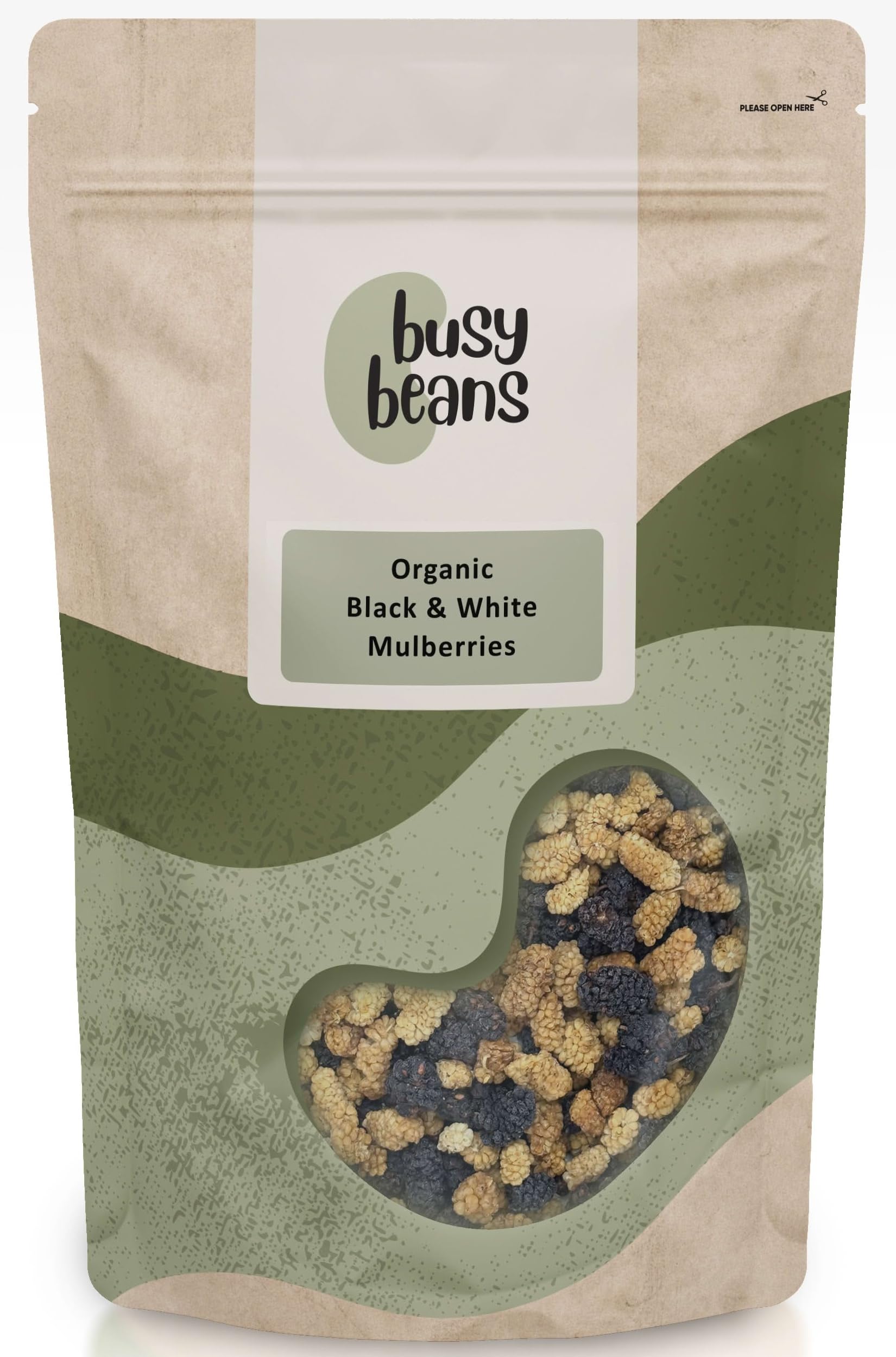 Busy Beans Organic Sun Dried Black & White Mulberries - 1kg Bag